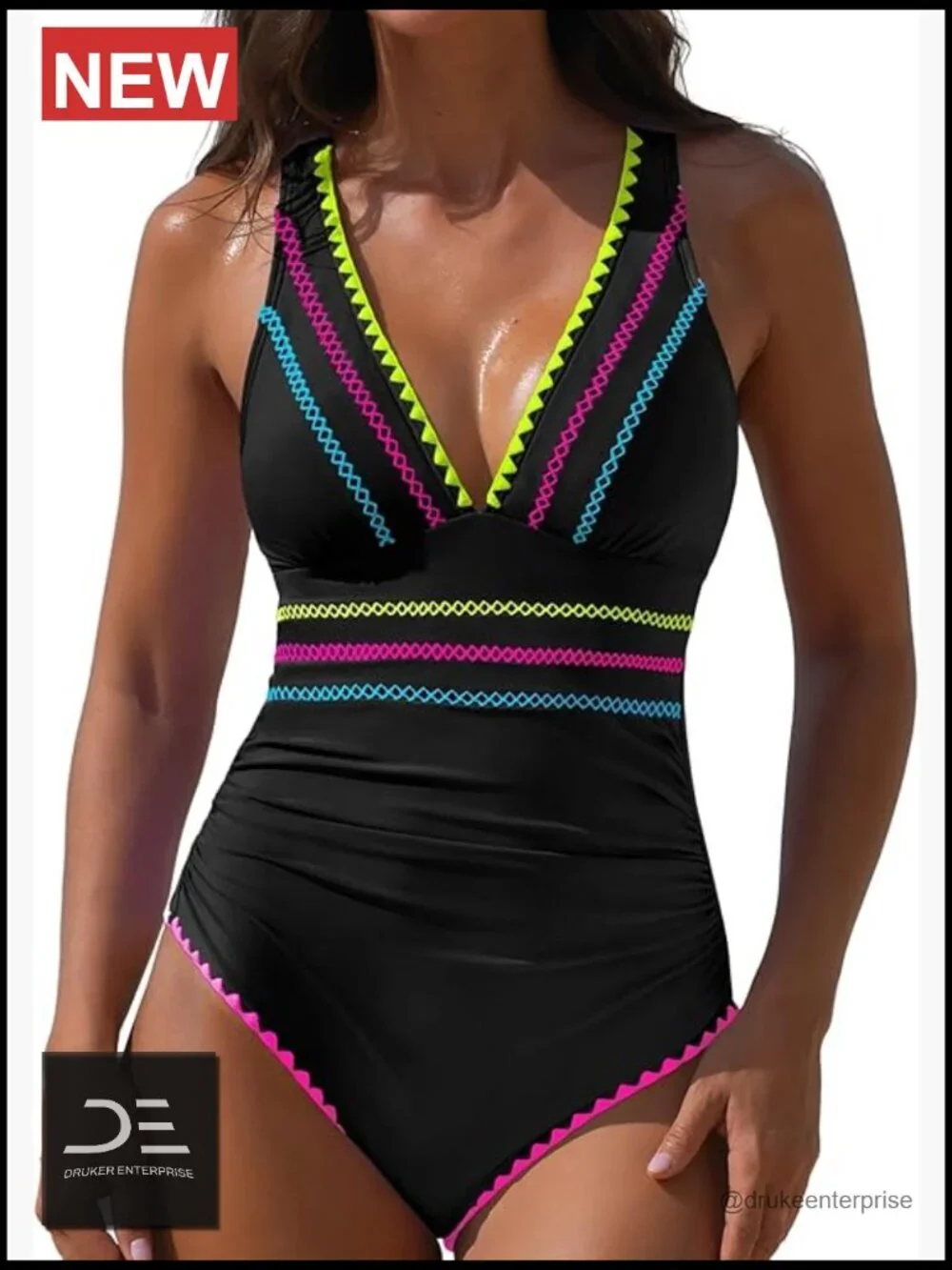 One Piece Swimsuit Tummy Control Adjustable Strap Full Coverage High Stretch